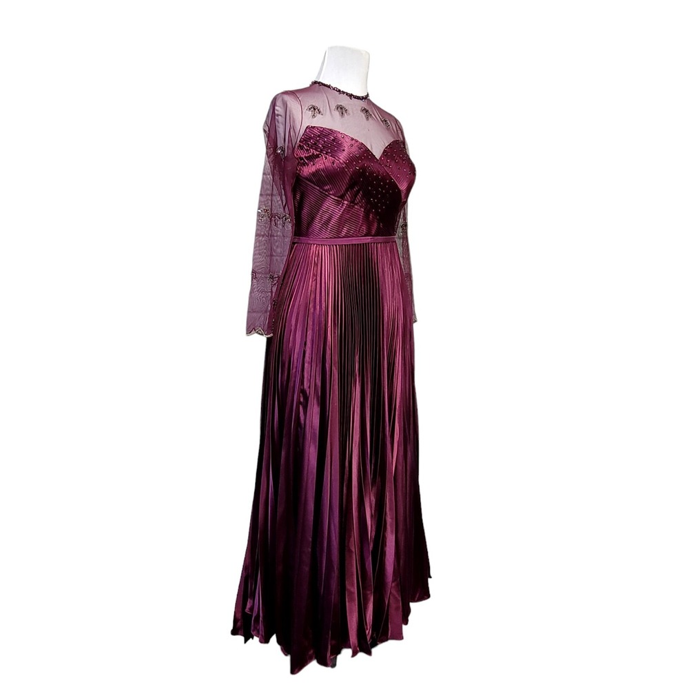 Ted Baker 4/L‎ Limited Edition Purple Pleated Formal Gown Beaded Long Sleeve - Picture 5 of 16